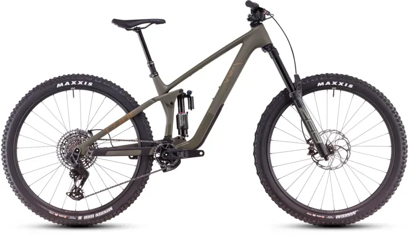 Cube Stereo One77 C:68X TM 29 Mountain Bike in Dusty Olive/Gold