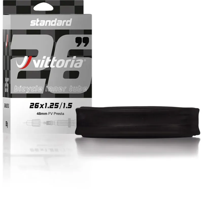 Vittoria Standard 26x1.25/1.50 48mm Presta Valve Inner Tube in Black